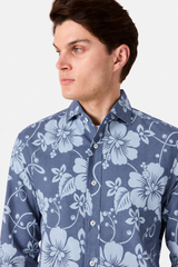 Camicia stampata con colletto alla coreana