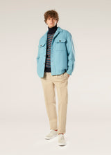 AAMENOFI LIGHT BLUE COTTON JACKET WITH FRONTAL POCKETS