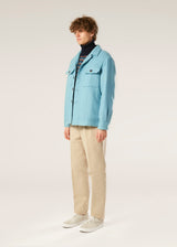 AAMENOFI LIGHT BLUE COTTON JACKET WITH FRONTAL POCKETS