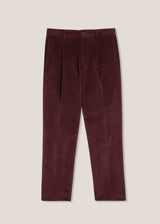 PANTALONI AANTIOCO IN COTONE STRETCH E VELLUTO A COSTE BORDEAUX PLISSÉ
