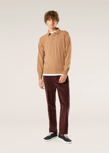 PANTALONI AANTIOCO IN COTONE STRETCH E VELLUTO A COSTE BORDEAUX PLISSÉ
