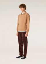PANTALONI AANTIOCO IN COTONE STRETCH E VELLUTO A COSTE BORDEAUX PLISSÉ
