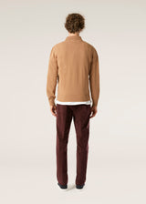 PANTALONI AANTIOCO IN COTONE STRETCH E VELLUTO A COSTE BORDEAUX PLISSÉ